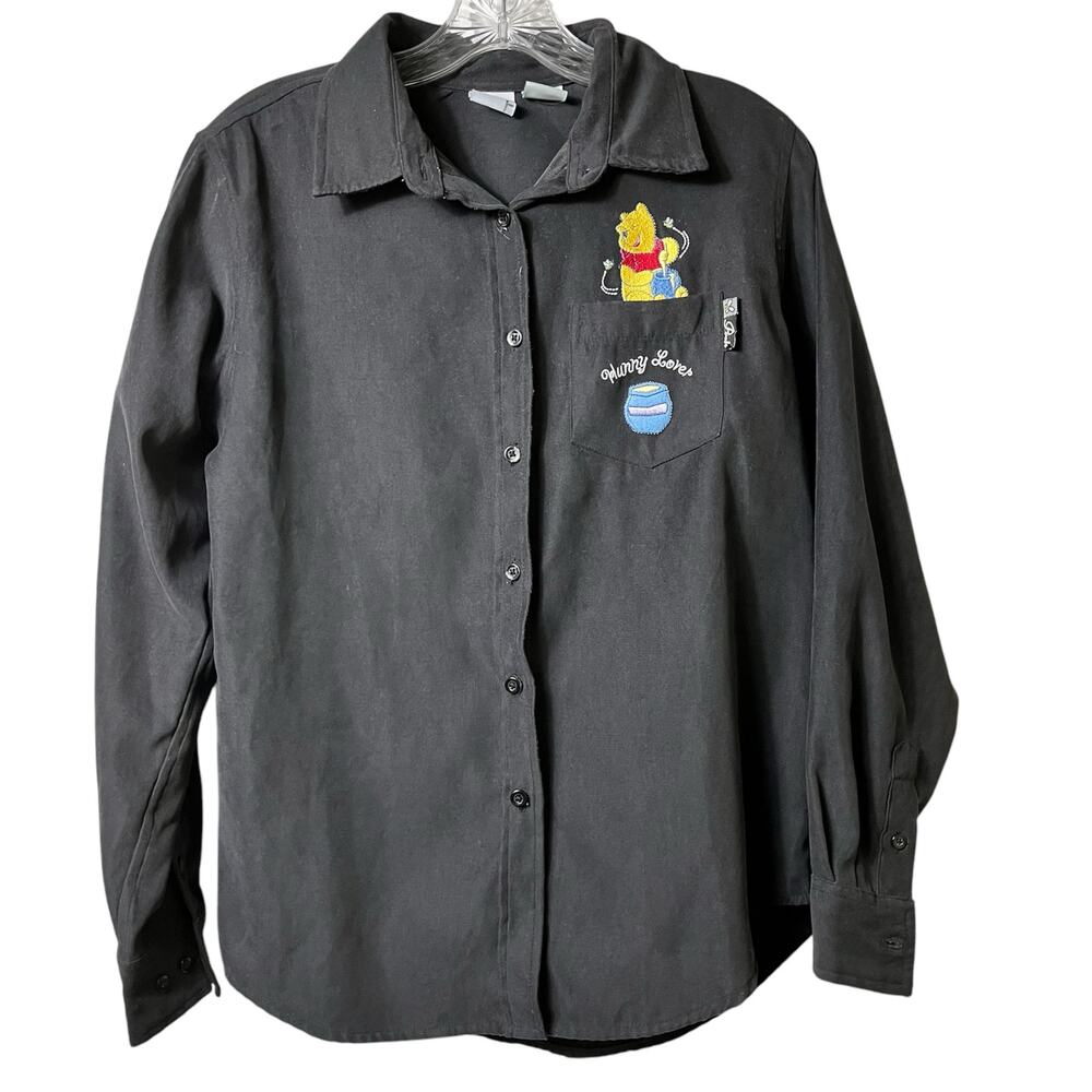 Disney Winnie the Pooh Embroidered Hunny Lover Button Front Shirt S (2617)